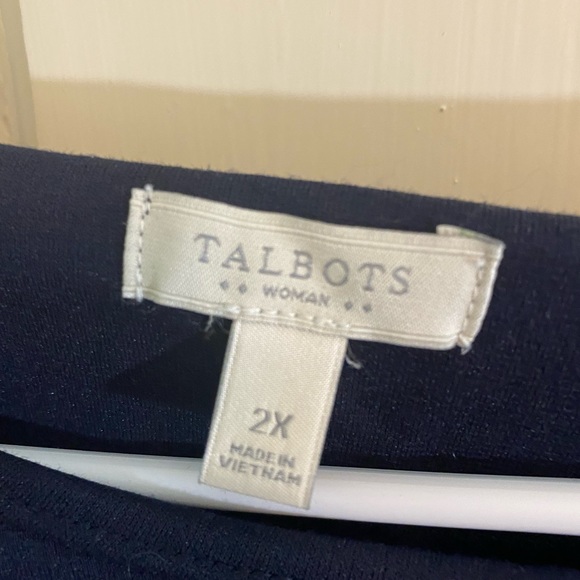 Talbots 2x Navy Blue dress with 3/4 sleeves and cute tied cuffs - Picture 4 of 9